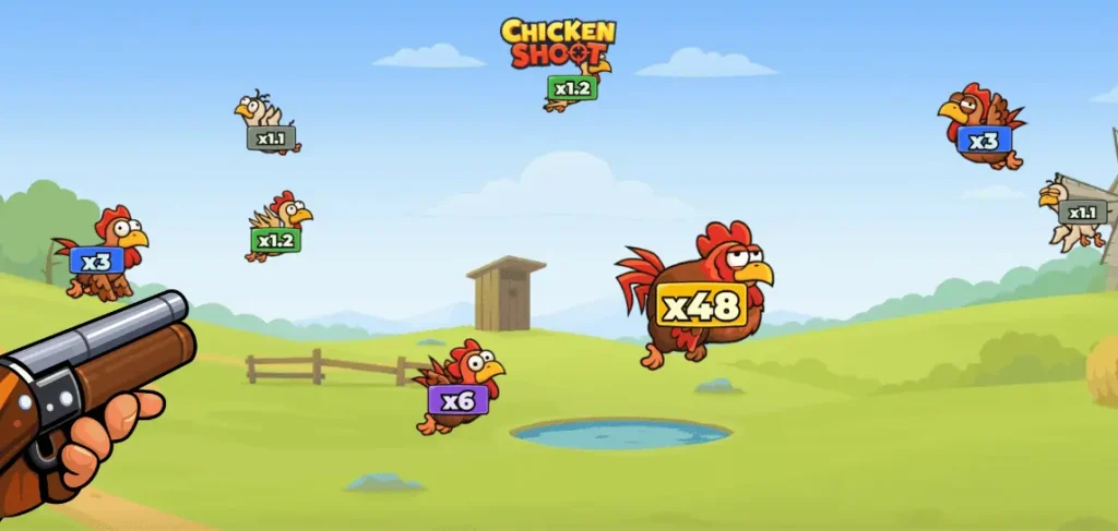 Chicken Shoot image with flying chickens